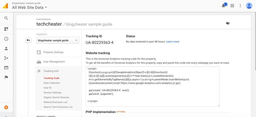 add google analytics property for tracking and knowing the visitor details
