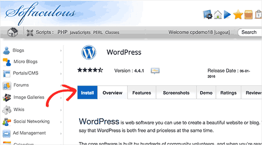 come avviare un blog in india - One press wordpress install